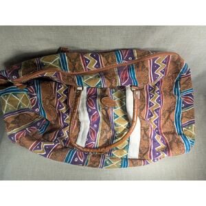 Gitano Bag 1990 Vintage Style Leather and Print Green